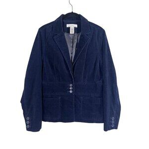 Jones New York Jacket Women M Blue Velvet Collar Cordoury Preppy Retro Y2K 80s